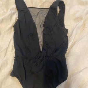 Black open back mesh bodysuit - Victorias Secret S